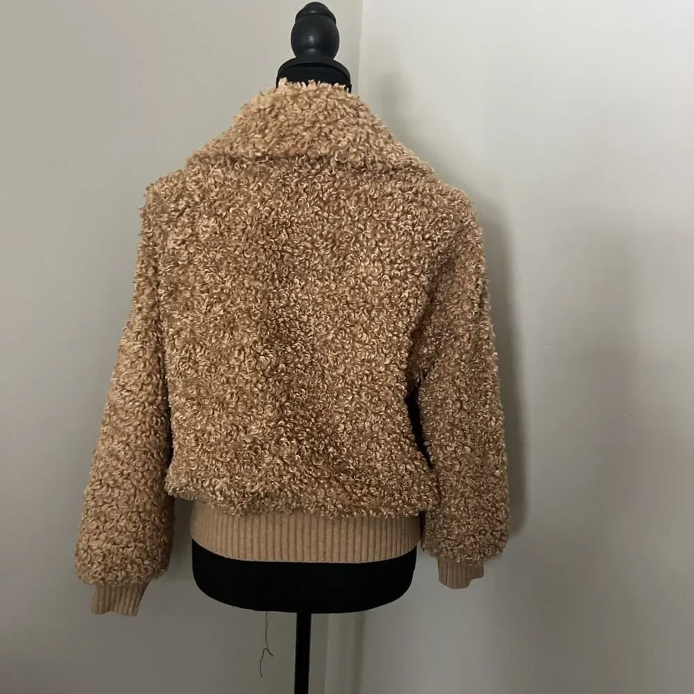 Rebecca Taylor La Vie Faux Shearling Jacket Bomber Jacket Size Medium - Picture 7 of 11